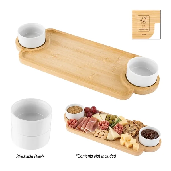 Bamboo Serving Tray With Porcelain Bowls... from ASI 61125 Hit Promotional Products