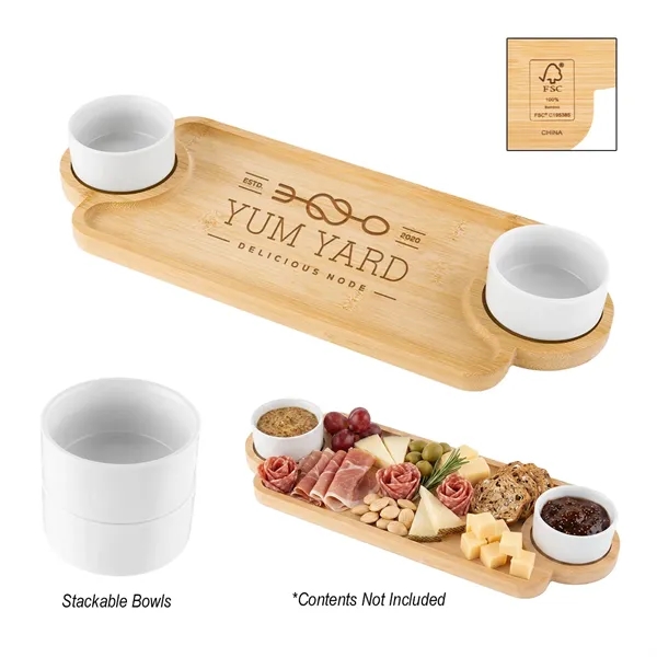 Bamboo Serving Tray With Porcelain Bowls... from ASI 61125 Hit Promotional Products