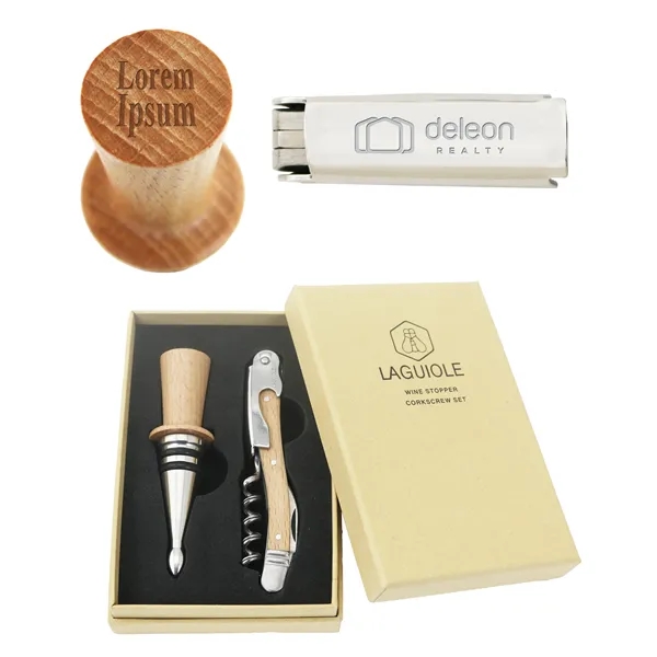 Deluxe gift set includes a corkscrew and wine stopper.... from ASI 55450 Franmara Inc