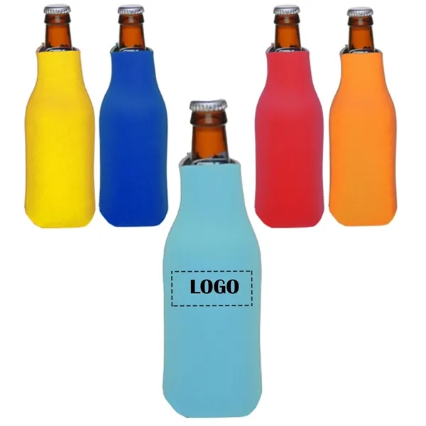 Beer bottle insulator with zipper made of polyurethane foam plus 1... from ASI 37218 Athena Promo (tm)