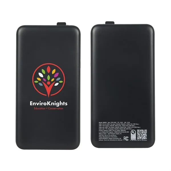 10000mAh 20W PD UL Listed Power Bank with Retractable Charging Cable... from ASI 36730 Ariel Premium Supply Inc