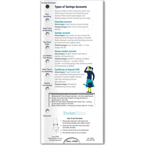 Pocket Slider - Tips to Create & Stay on Budget... from ASI 54100 Fields Manufacturing Inc / Better Life Line