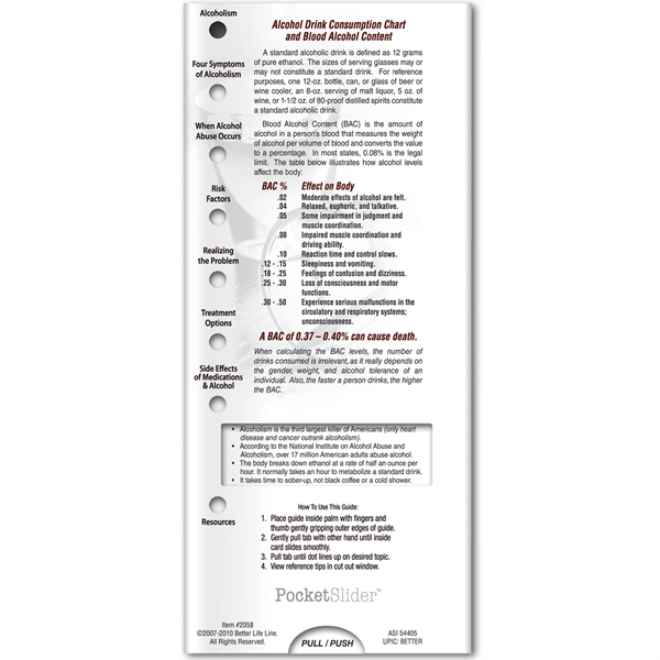 Pocket Slider - Binge Drinking.... from ASI 54100 Fields Manufacturing Inc / Better Life Line