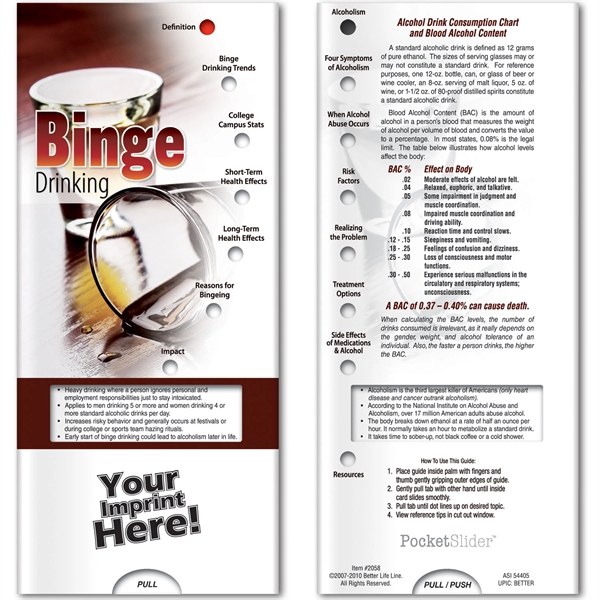 Pocket Slider - Binge Drinking.... from ASI 54100 Fields Manufacturing Inc / Better Life Line