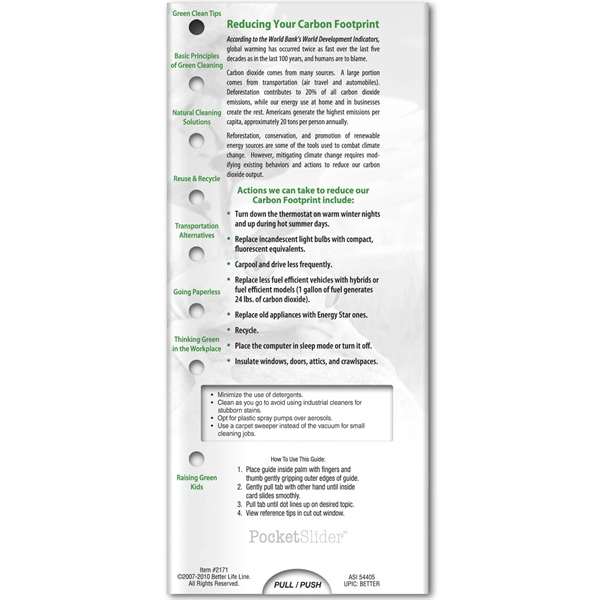 Pocket Slider - Living Green.... from ASI 54100 Fields Manufacturing Inc / Better Life Line