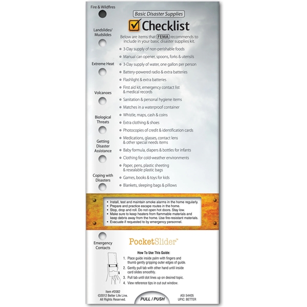 Pocket Slider - Natural Disasters... from ASI 54100 Fields Manufacturing Inc / Better Life Line