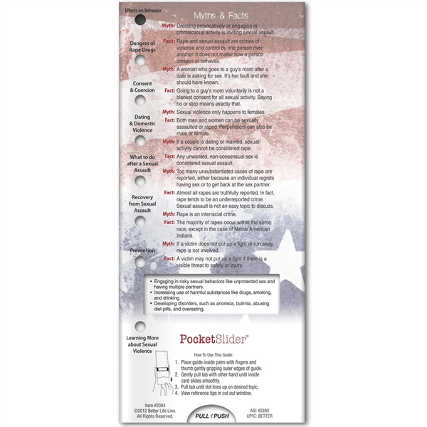 Pocket Slider - Sexual Violence Prevention... from ASI 54100 Fields Manufacturing Inc / Better Life Line