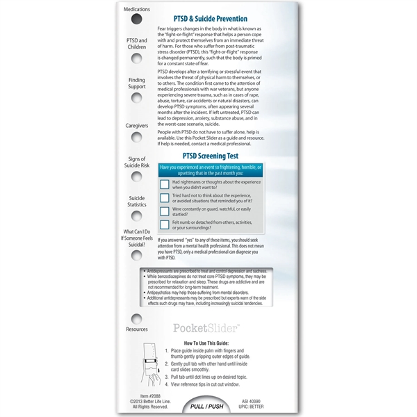 Pocket Slider - PTSD & Suicide Prevention... from ASI 54100 Fields Manufacturing Inc / Better Life Line