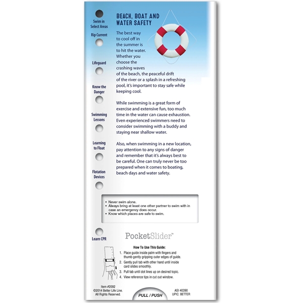 Pocket Slider™ - Beach, Boat & Water Safety.... from ASI 54100 Fields Manufacturing Inc / Better Life Line