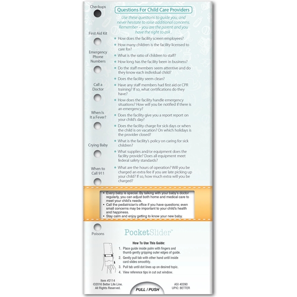 Pocket Slider - Healthy Baby... from ASI 54100 Fields Manufacturing Inc / Better Life Line