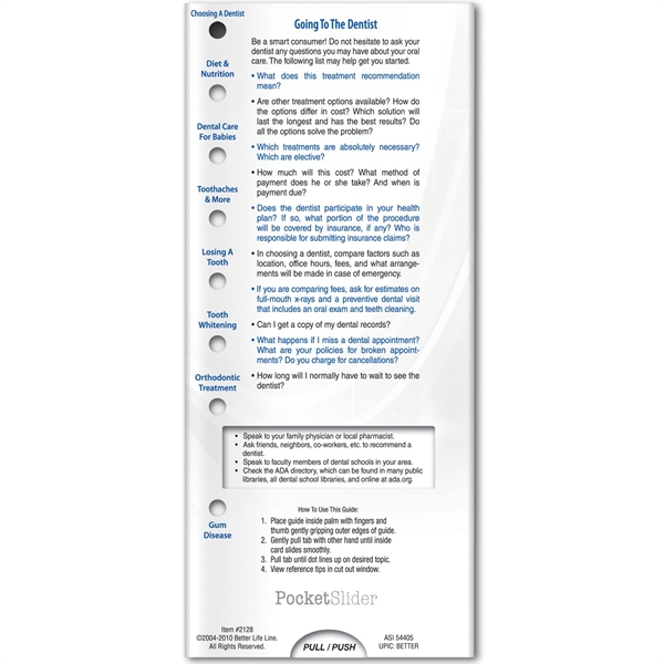 Pocket Slider - Healthy Teeth and Gums... from ASI 54100 Fields Manufacturing Inc / Better Life Line