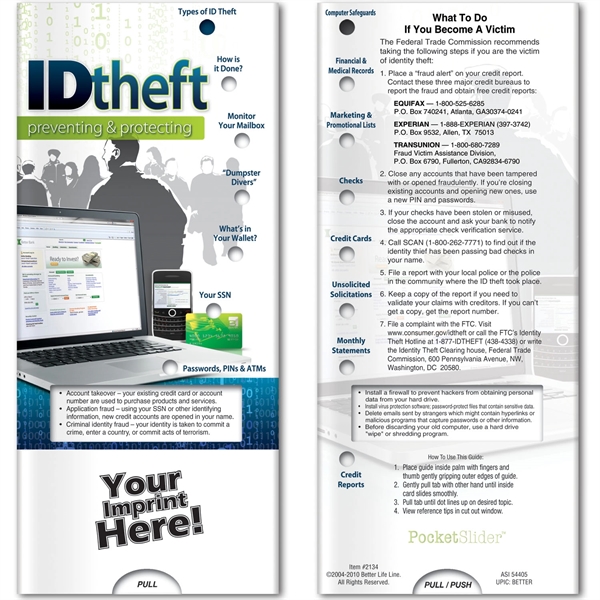 Pocket Slider - Identity Theft... from ASI 54100 Fields Manufacturing Inc / Better Life Line