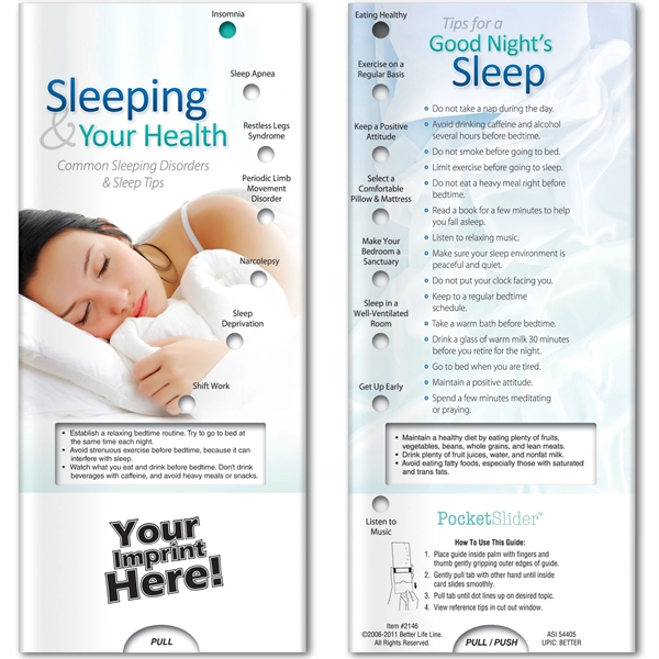 Pocket Slider - Sleeping & Your Health... from ASI 54100 Fields Manufacturing Inc / Better Life Line