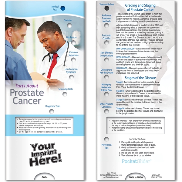 Pocket Slider - Facts about Prostate Cancer... from ASI 54100 Fields Manufacturing Inc / Better Life Line