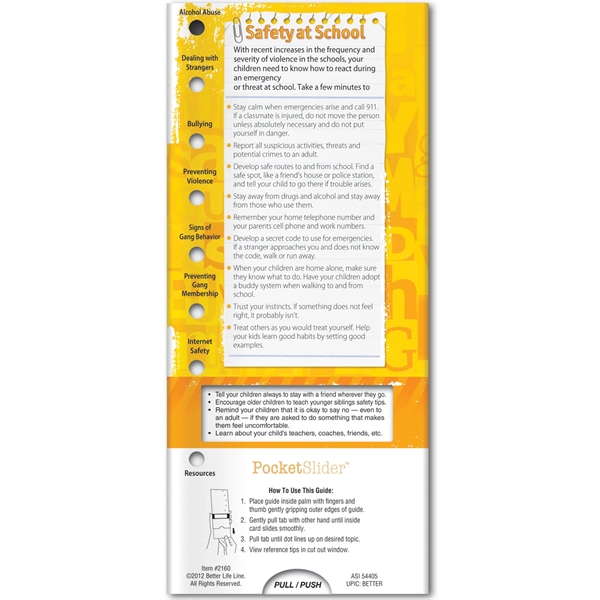 Pocket Slider - Your Child's Safety at School... from ASI 54100 Fields Manufacturing Inc / Better Life Line