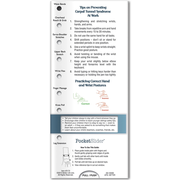 Pocket Slider - Ergonomics: Stress Less Behind the Desk... from ASI 54100 Fields Manufacturing Inc / Better Life Line