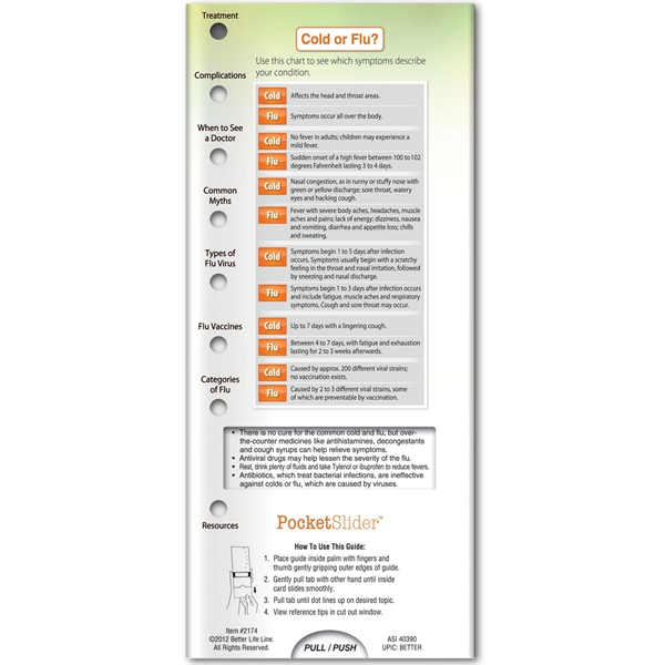 Pocket Slider - Cold and Flu... from ASI 54100 Fields Manufacturing Inc / Better Life Line