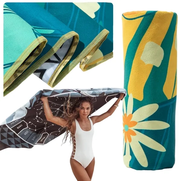 Quick dry sandfree beach towel with full color heat transfer on... from ASI 37218 Athena Promo (tm)