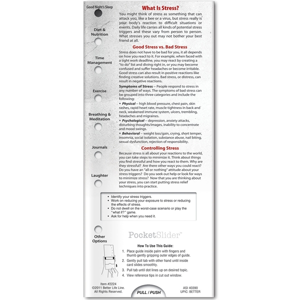 Pocket Slider - Stress Management... from ASI 54100 Fields Manufacturing Inc / Better Life Line