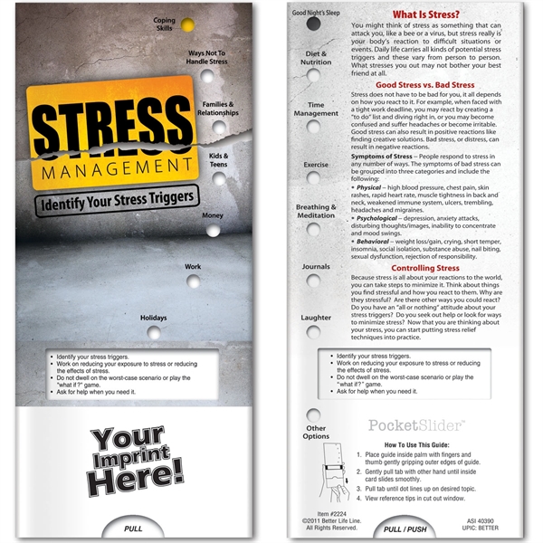 Pocket Slider - Stress Management... from ASI 54100 Fields Manufacturing Inc / Better Life Line