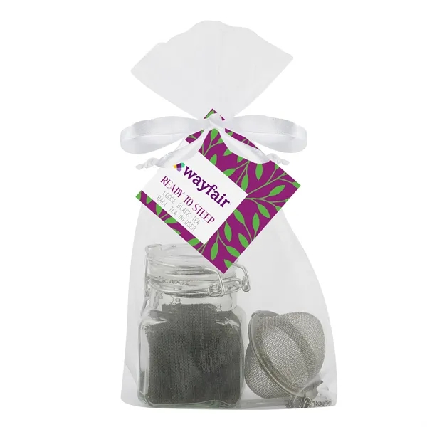 Glass jar filled with loose-leaf tea with a strainer.... from ASI 71685 Midnite Snax®