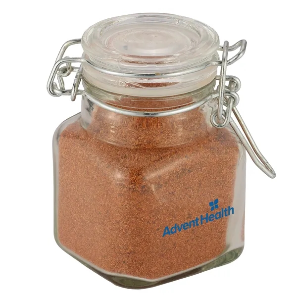 Item #MHJR-SP8 Mini Glass Jar with Hinged Lid - Jamaican Jerk Spice