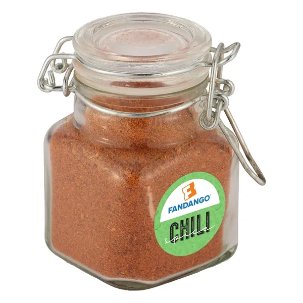 Item #MHJR-SP7 Mini Glass Jar with Hinged Lid - Chili Spice