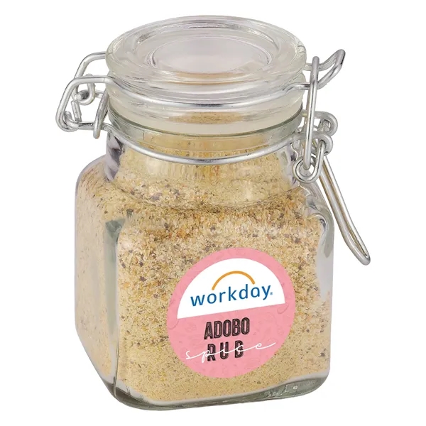 Item #MHJR-SP4 Mini Glass Jar with Hinged Lid - Adobo All Purpose Spice