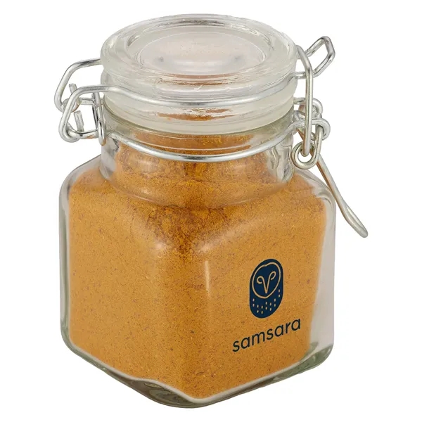 Item #MHJR-SP9 Mini Glass Jar with Hinged Lid - Curry Spice