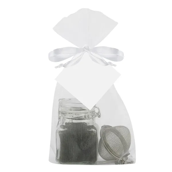 Glass jar filled with loose-leaf tea with a strainer.... from ASI 71685 Midnite Snax®