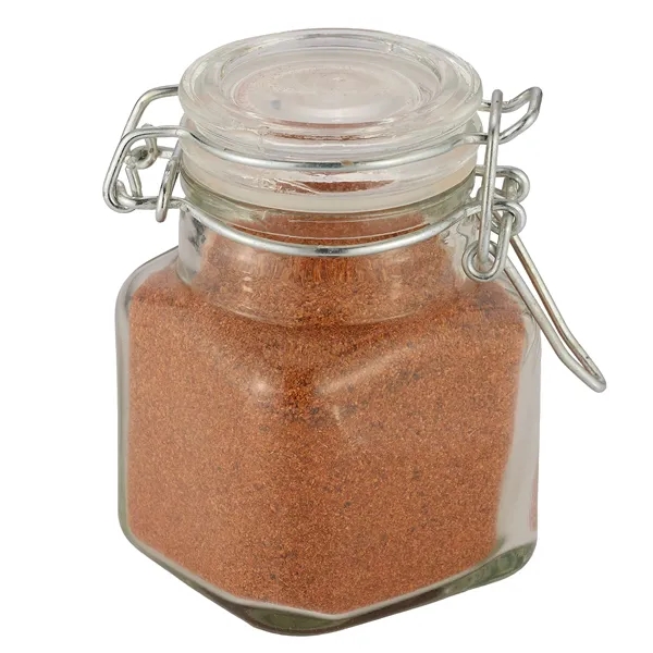 Item #MHJR-SP8 Mini Glass Jar with Hinged Lid - Jamaican Jerk Spice