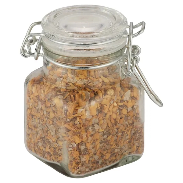 Item #MHJR-SP6 Mini Glass Jar with Hinged Lid - Aged Steak Spices
