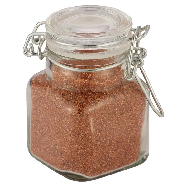 Item #MHJR-SP5 Mini Glass Jar with Hinged Lid - Bayou Cajun Spices