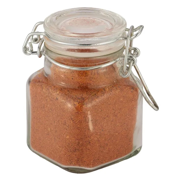 Item #MHJR-SP7 Mini Glass Jar with Hinged Lid - Chili Spice