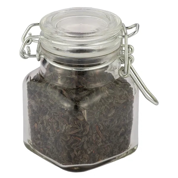 Glass jar filled with black tea leaves.... from ASI 71685 Midnite Snax®