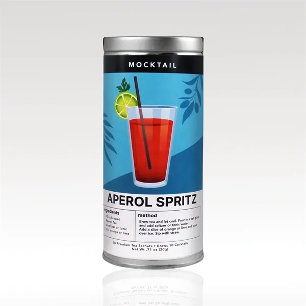 Sophisticated alcohol-free mocktails in tins with 10 silk pyramid sachets-cocktail flavor... from ASI 93986 Visions/Awardcraft