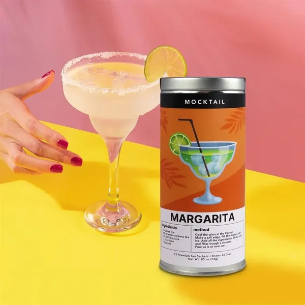 Sophisticated alcohol-free mocktails in tins with 10 silk pyramid sachets-cocktail flavor... from ASI 93986 Visions/Awardcraft
