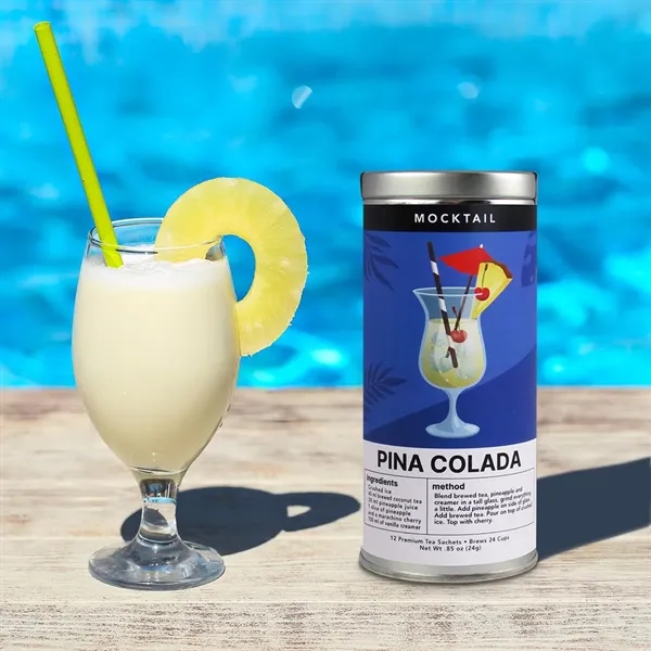 Sophisticated alcohol-free mocktails in tins with 10 silk pyramid sachets-cocktail flavor... from ASI 93986 Visions/Awardcraft