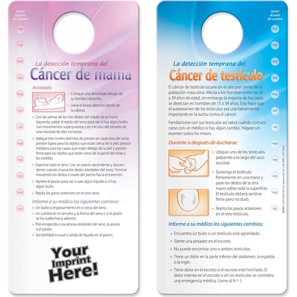 Shower Card - Early Detection for Breast / Testicular Cancer.... from ASI 54100 Fields Manufacturing Inc / Better Life Line