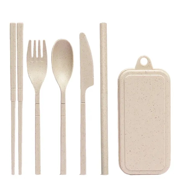 This reusable wheat straw utensil set with a portable case is... from ASI 98766 Yanlee Trading Co Ltd
