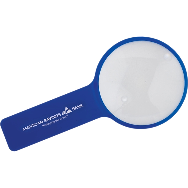 Magnifier featuring a blue or white frame with a handle and... from ASI 54100 Fields Manufacturing Inc / TargetLine®