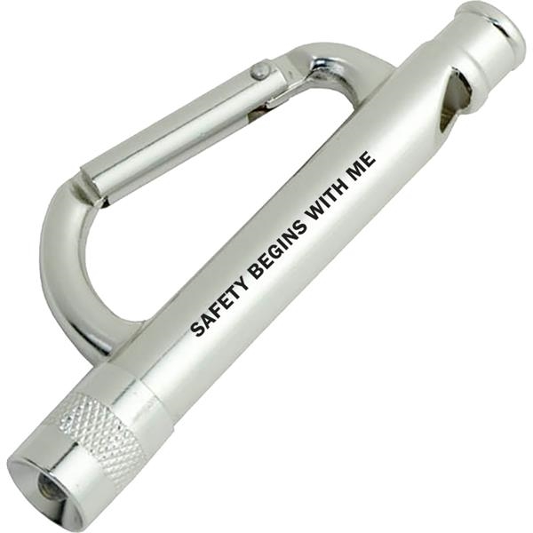 Carabiner flashlight with a white light and whistle.... from ASI 54100 Fields Manufacturing Inc / TargetLine®