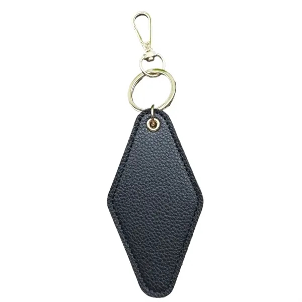 Stylish diamond PU leather keychain, 3.9", with textured finish, metal clasp.... from ASI 98766 Yanlee Trading Co Ltd