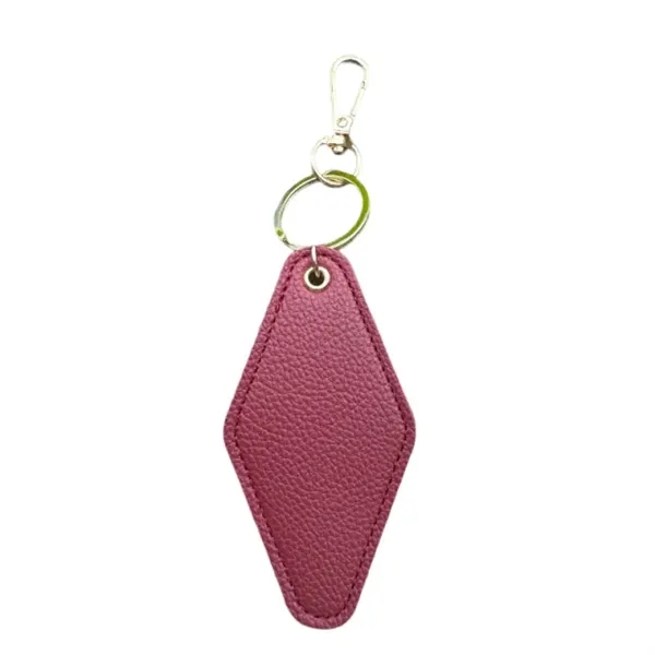 Stylish diamond PU leather keychain, 3.9", with textured finish, metal clasp.... from ASI 98766 Yanlee Trading Co Ltd