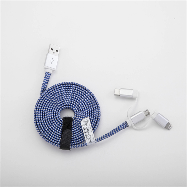 Apple MFi certified 3-in-1 flat 6.5' charging cable with MicroUSB, Type-C... from ASI 91435 Tomax USA / Tomax