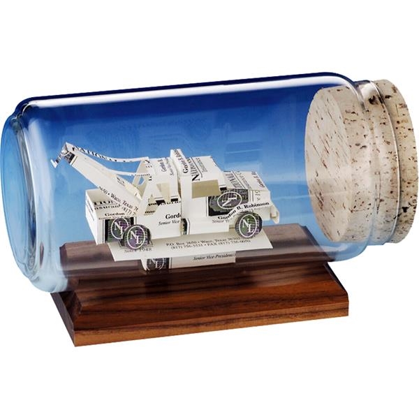 Stock business card sculpture in bottle on base. Bottle size: 8... from ASI 54100 Fields Manufacturing Inc