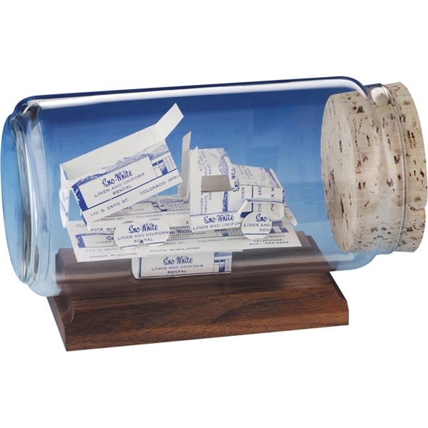 Stock business card sculpture in bottle on base. Bottle size: 8... from ASI 54100 Fields Manufacturing Inc