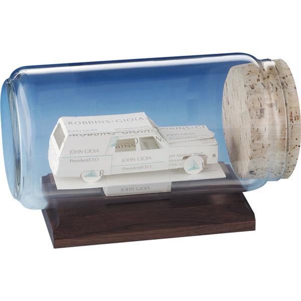 Stock business card sculpture in bottle on base. Bottle size: 8... from ASI 54100 Fields Manufacturing Inc
