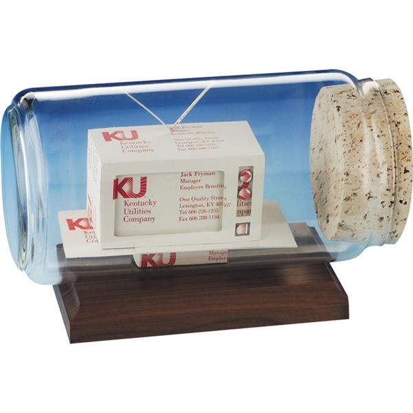 Stock business card sculpture in bottle on base. Bottle size: 8... from ASI 54100 Fields Manufacturing Inc