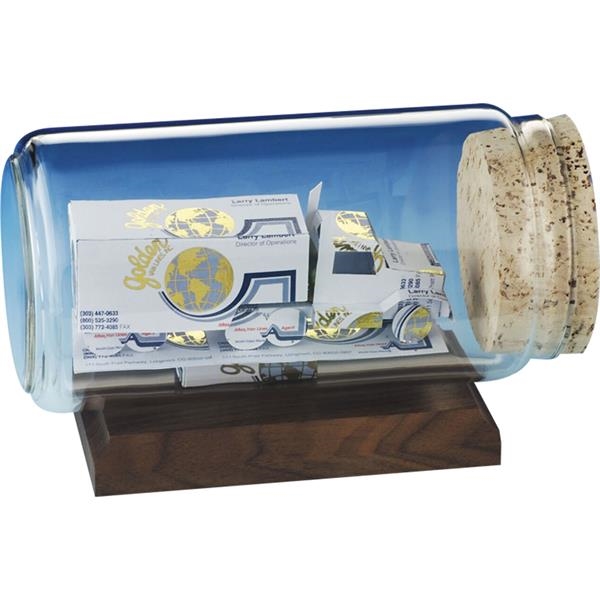 Stock business card sculpture in bottle on base. Bottle size: 8... from ASI 54100 Fields Manufacturing Inc